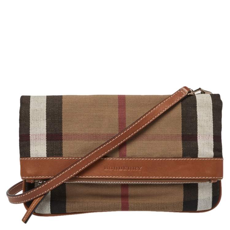 Burberry Black/Beige Check Canvas and Leather Note Shoulder Bag Burberry