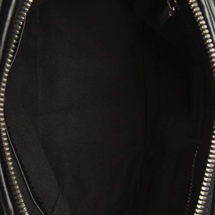 Pre Owned Burberry Black Plaid Wool Satchel