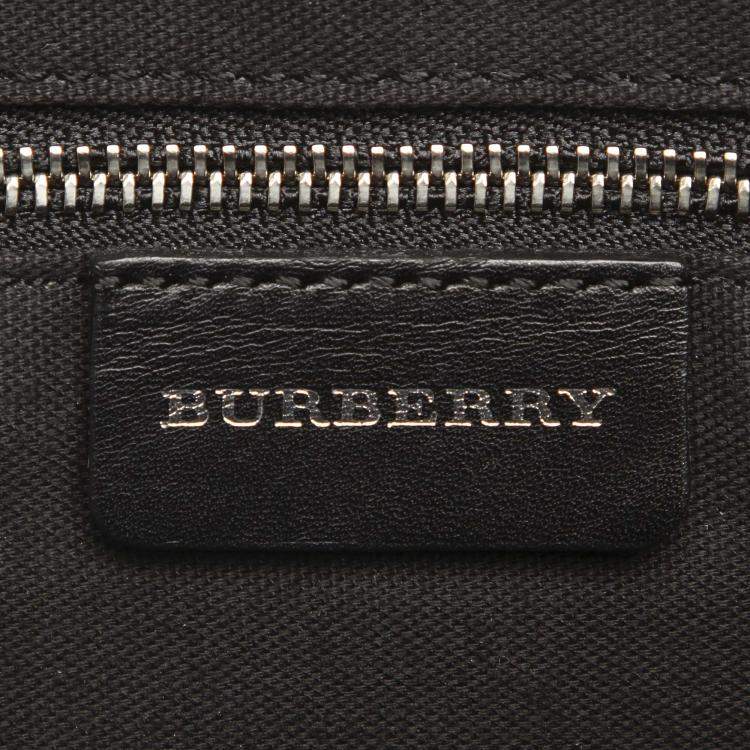 Pre Owned Burberry Black Plaid Wool Satchel