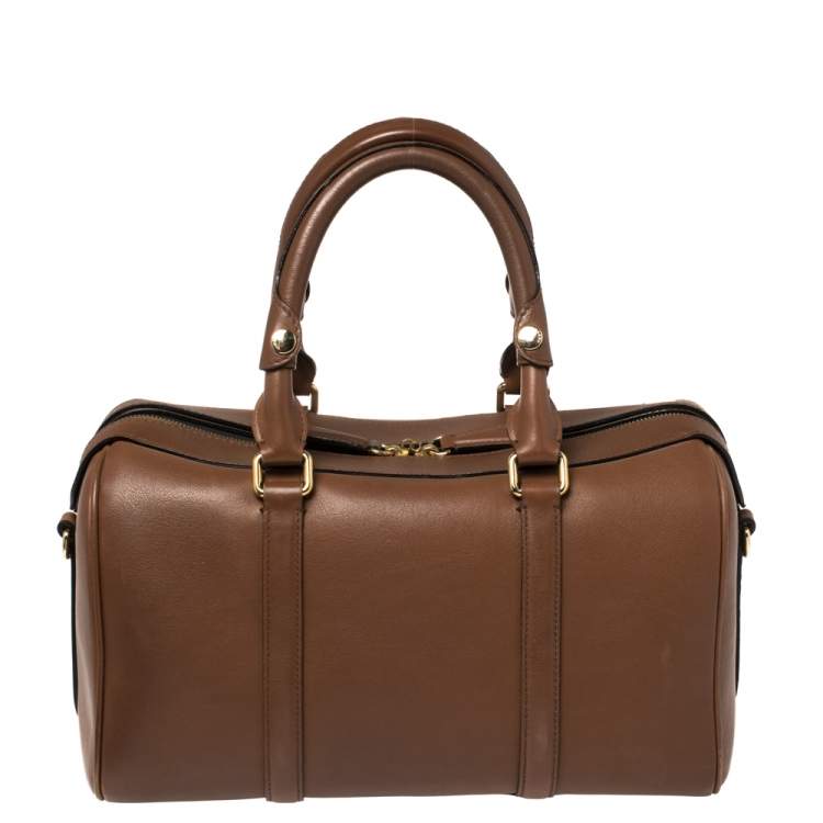 Pre Owned Burberry Tan Leather Medium Alchester Bowler Bag