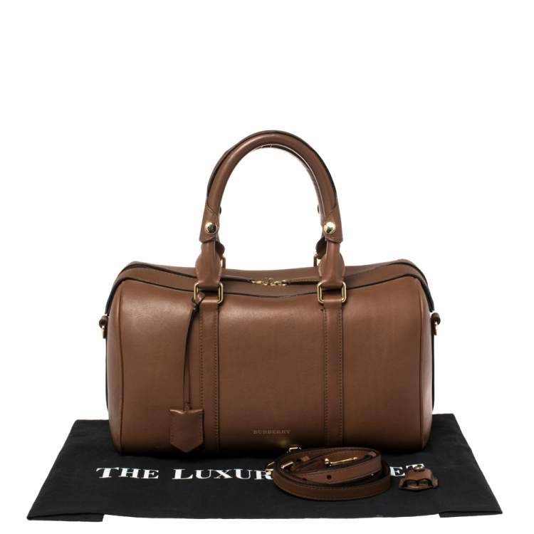 Pre Owned Burberry Tan Leather Medium Alchester Bowler Bag