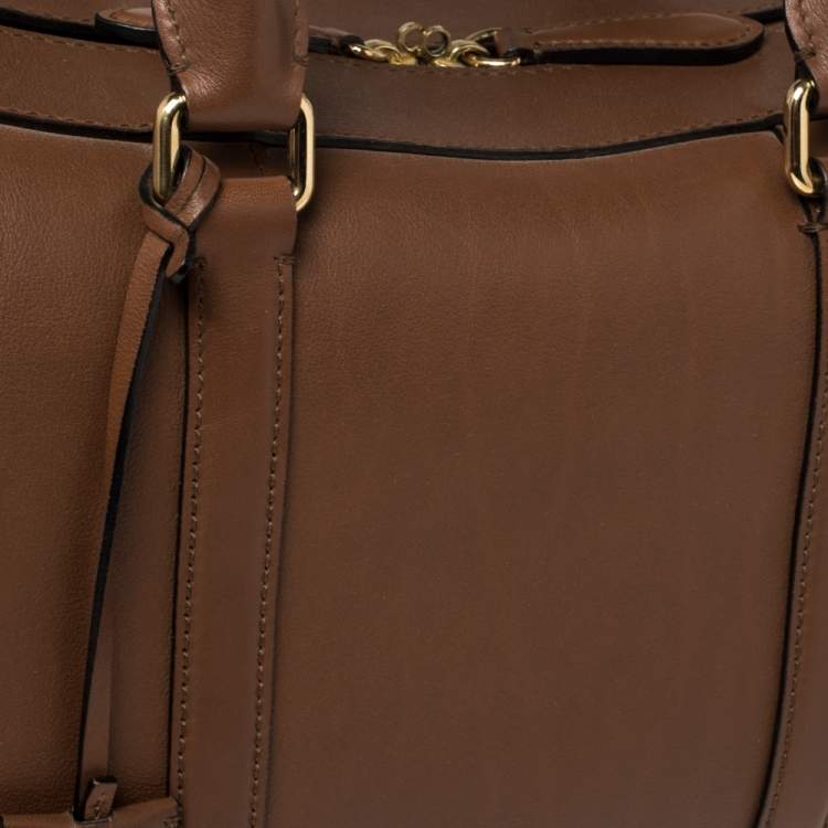 Pre Owned Burberry Tan Leather Medium Alchester Bowler Bag