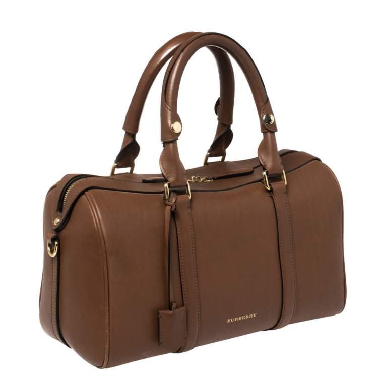 Pre Owned Burberry Tan Leather Medium Alchester Bowler Bag