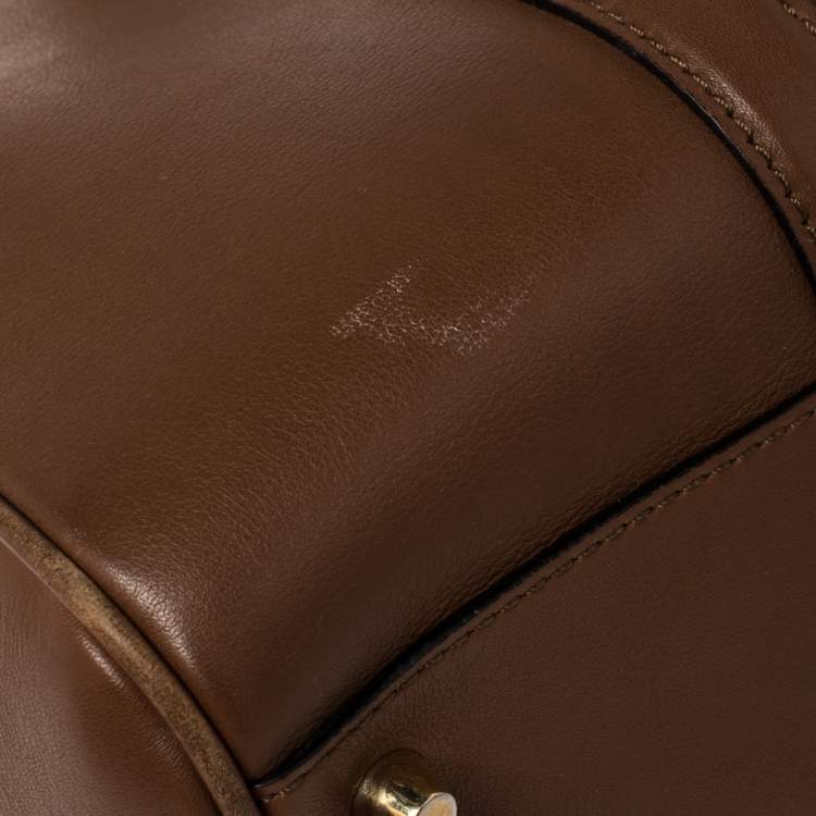 Pre Owned Burberry Tan Leather Medium Alchester Bowler Bag