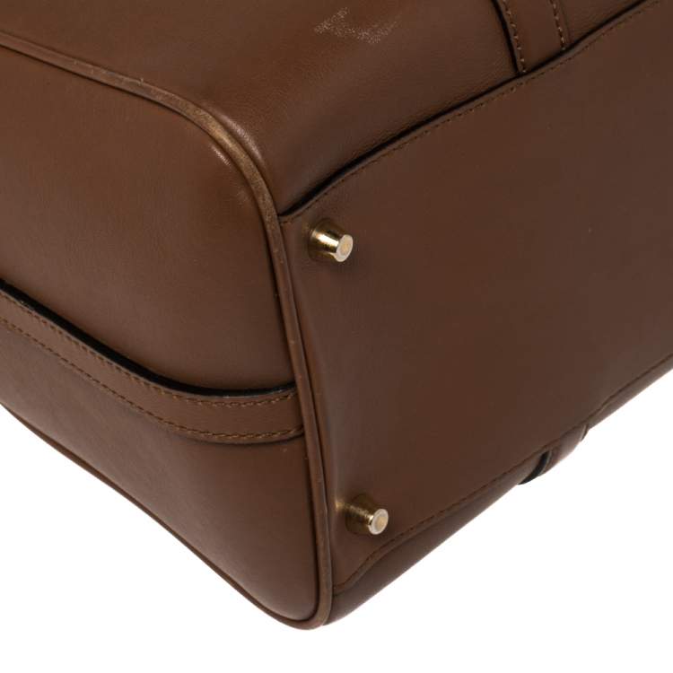 Pre Owned Burberry Tan Leather Medium Alchester Bowler Bag