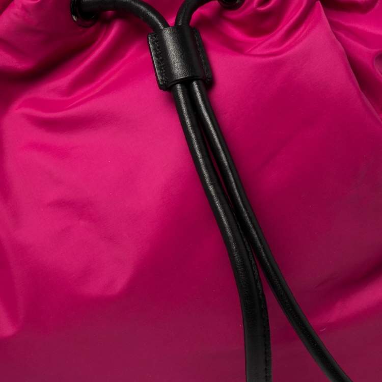 Pre Owned Burberry Pink/Black Nylon and Leather Drawstring Backpack