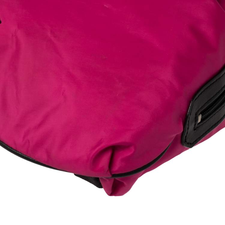 Pre Owned Burberry Pink/Black Nylon and Leather Drawstring Backpack