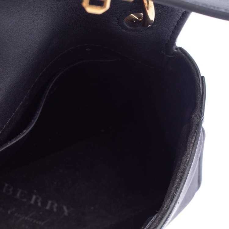 Pre Owned Burberry Black Leather Mini DK88 Top Handle Bag