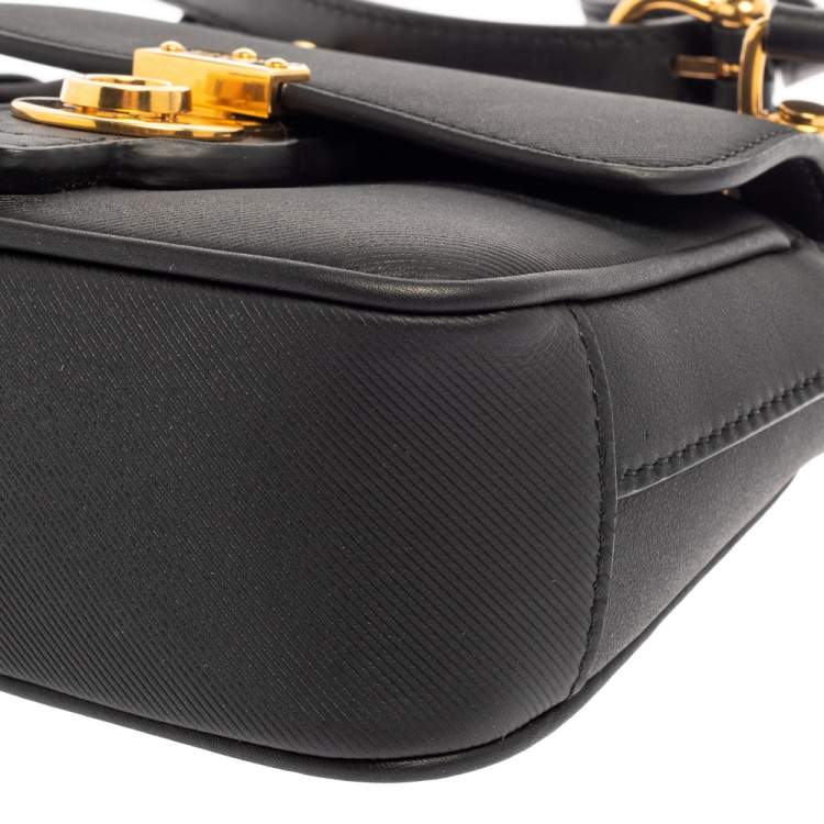 Pre Owned Burberry Black Leather Mini DK88 Top Handle Bag
