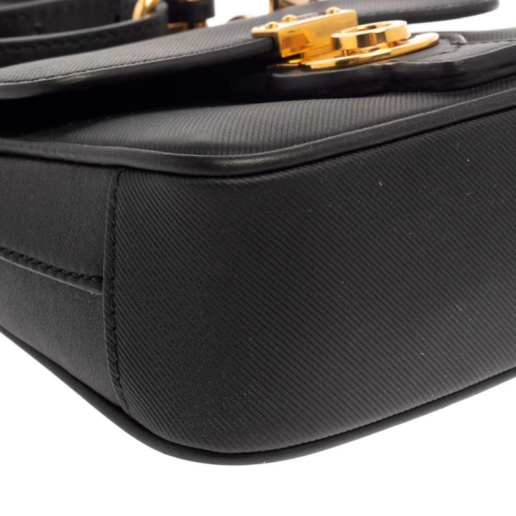 Pre Owned Burberry Black Leather Mini DK88 Top Handle Bag