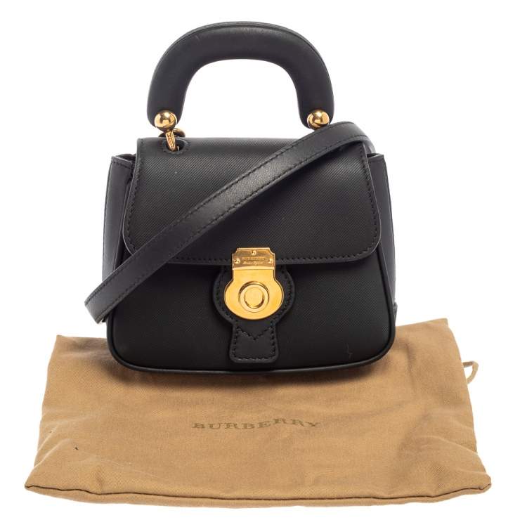 Pre Owned Burberry Black Leather Mini DK88 Top Handle Bag