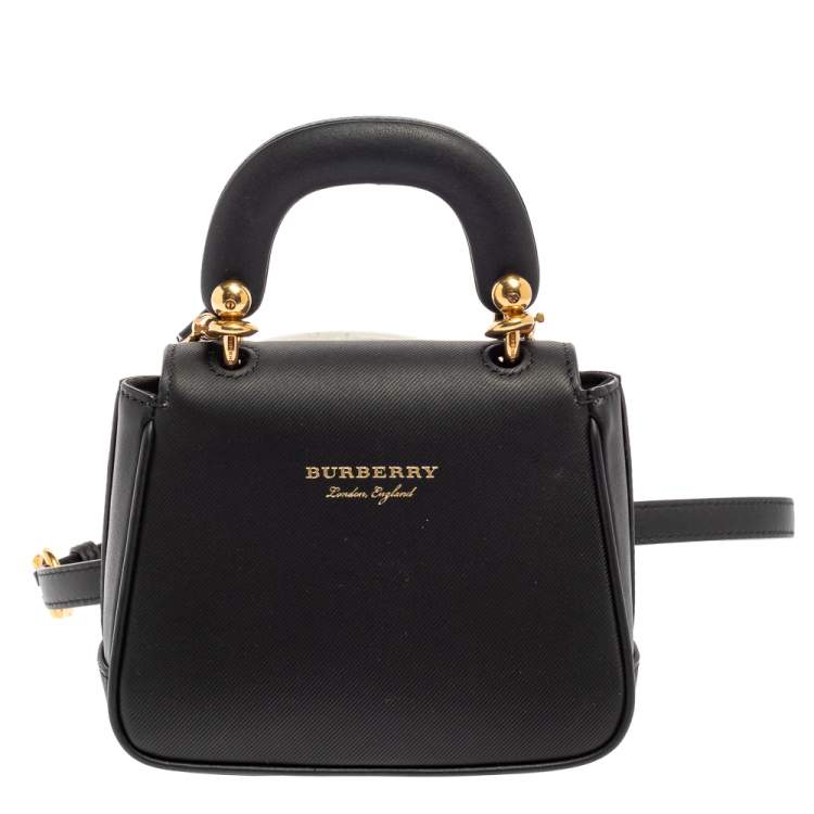 Pre Owned Burberry Black Leather Mini DK88 Top Handle Bag
