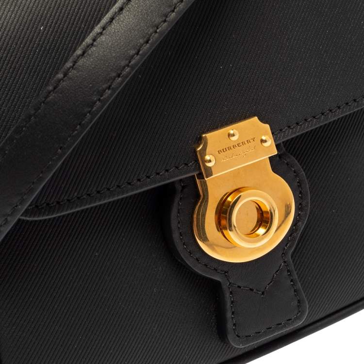 Pre Owned Burberry Black Leather Mini DK88 Top Handle Bag