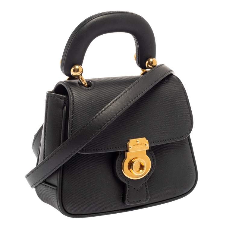 Pre Owned Burberry Black Leather Mini DK88 Top Handle Bag