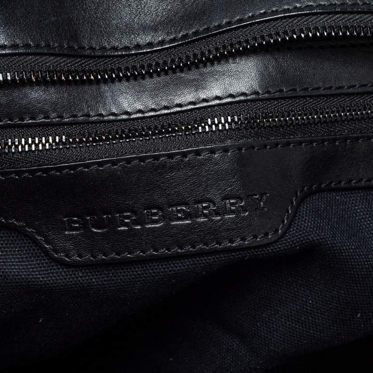 Pre Owned Burberry Brown/Black Smoke Check PVC and Leather Tote