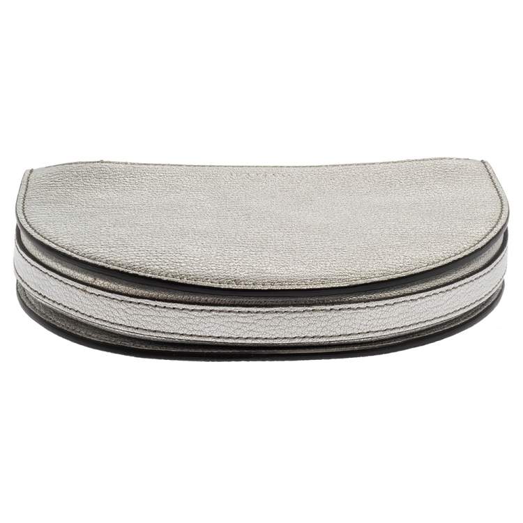 Pre Owned Burberry Silver Foil Leather Pecan Chain Strap Shoulder Bag