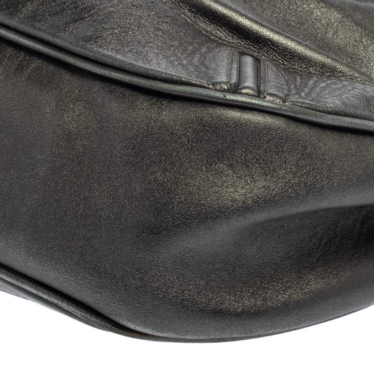 Pre Owned Burberry Metallic Anthracite Leather Fairby Hobo