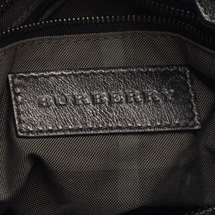 Pre Owned Burberry Metallic Anthracite Leather Fairby Hobo