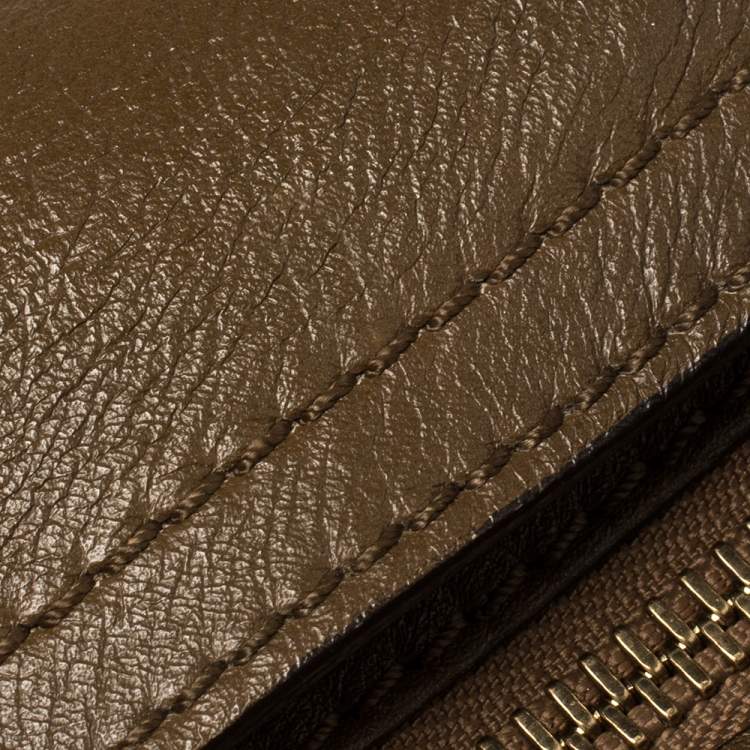 Pre Owned Burberry Two Tone Brown Leather Satchel