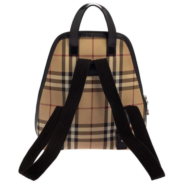 Pre Owned Burberry Beige Vintage Check Coated Canvas Backpack