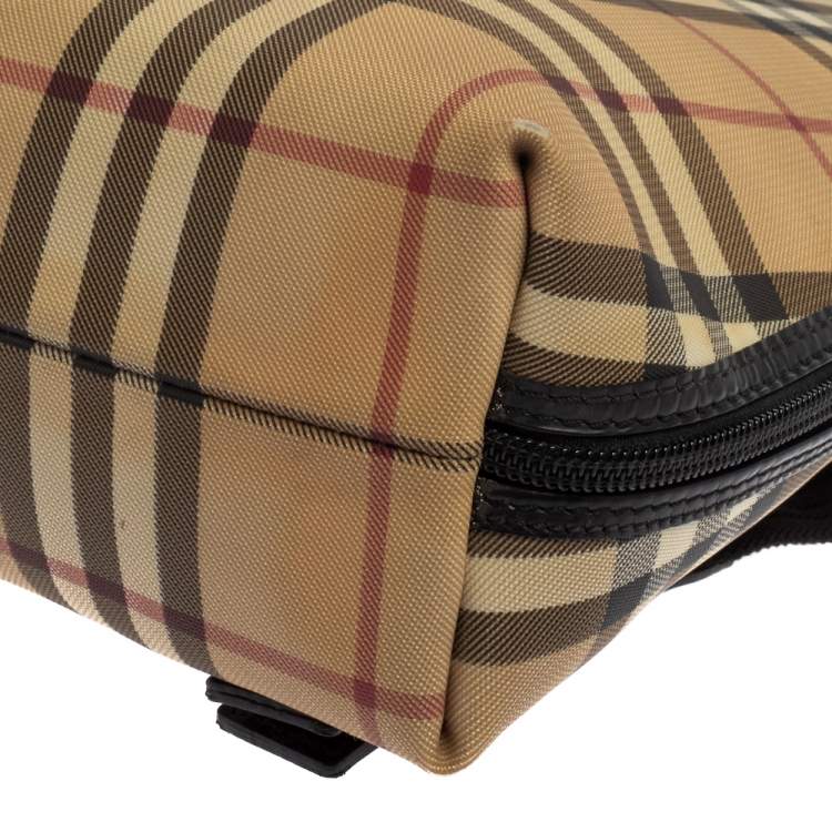 Pre Owned Burberry Beige Vintage Check Coated Canvas Backpack