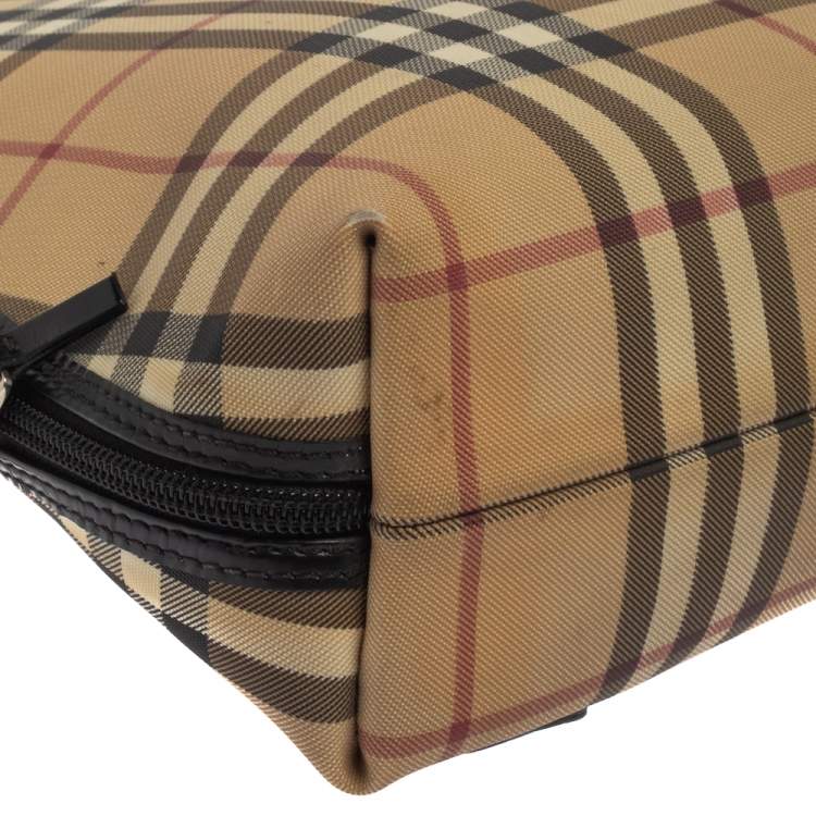 Pre Owned Burberry Beige Vintage Check Coated Canvas Backpack