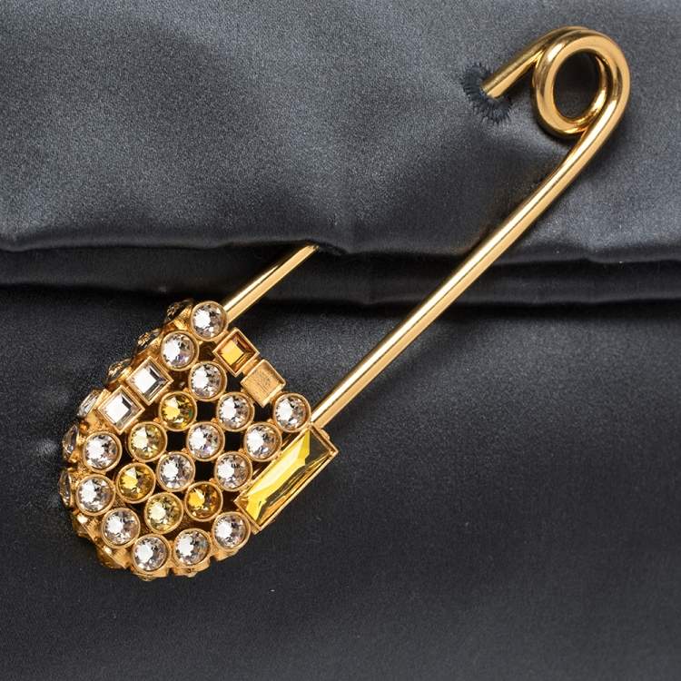 Pre Owned Burberry Grey Satin Crystal Embellished Pin Clutch