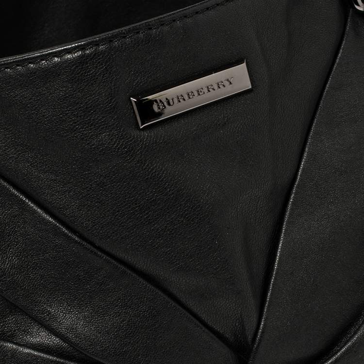 Pre Owned Burberry Black Soft Leather Knot Healy Satchel