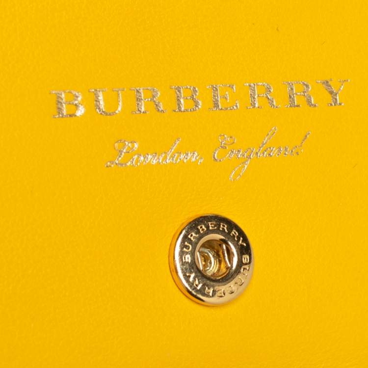 Pre Owned Burberry Mustard Yellow Leather Motif Card Case Bag Charm