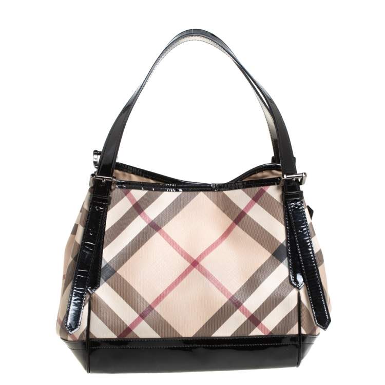 Burberry Beige/Black Nova Check PVC and Patent Leather Small Canterbury  Tote Burberry | TLC