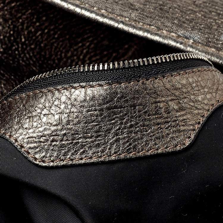 Pre Owned Burberry Metallic Silver Leather Large Hobo