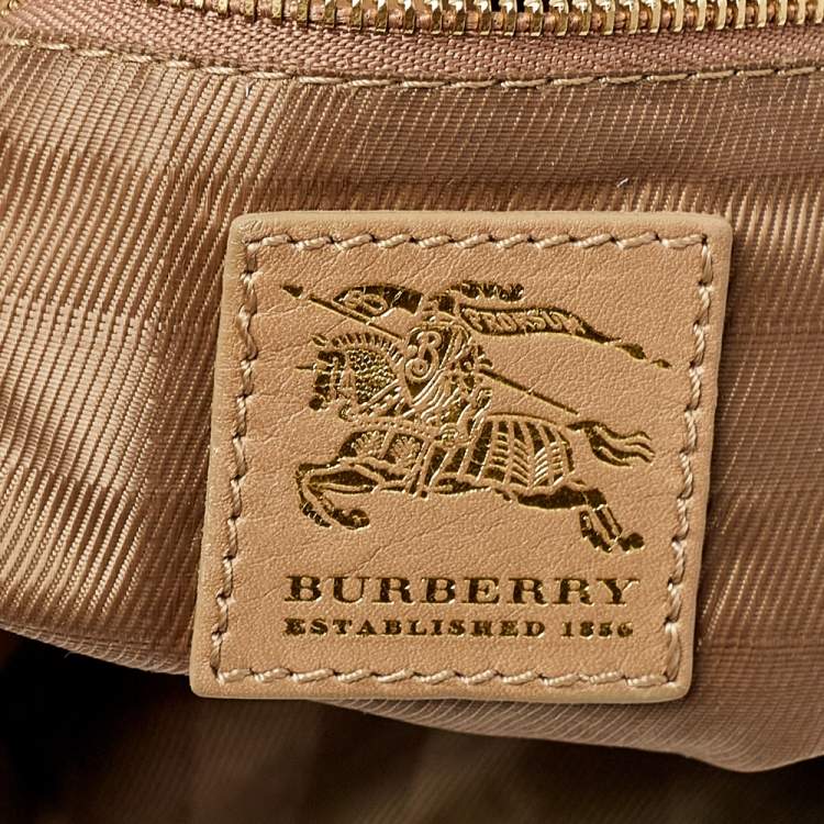 Pre Owned Burberry Beige Leather Horsebit Hobo