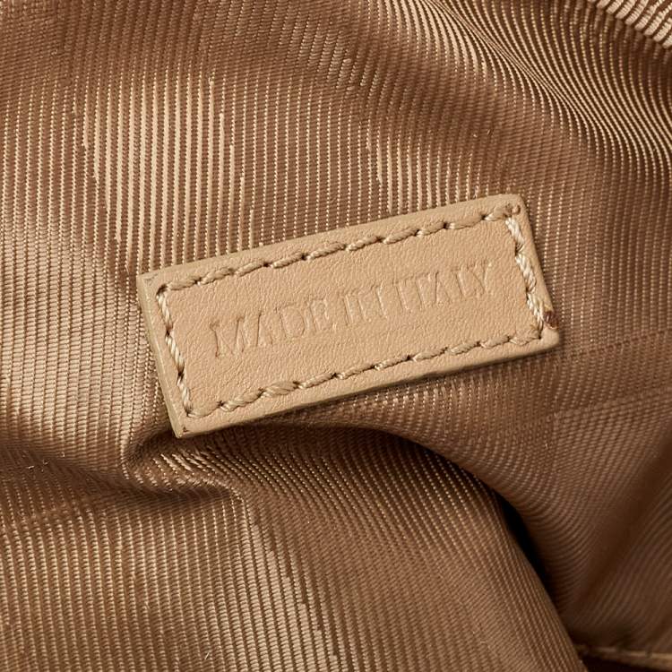 Pre Owned Burberry Beige Leather Horsebit Hobo