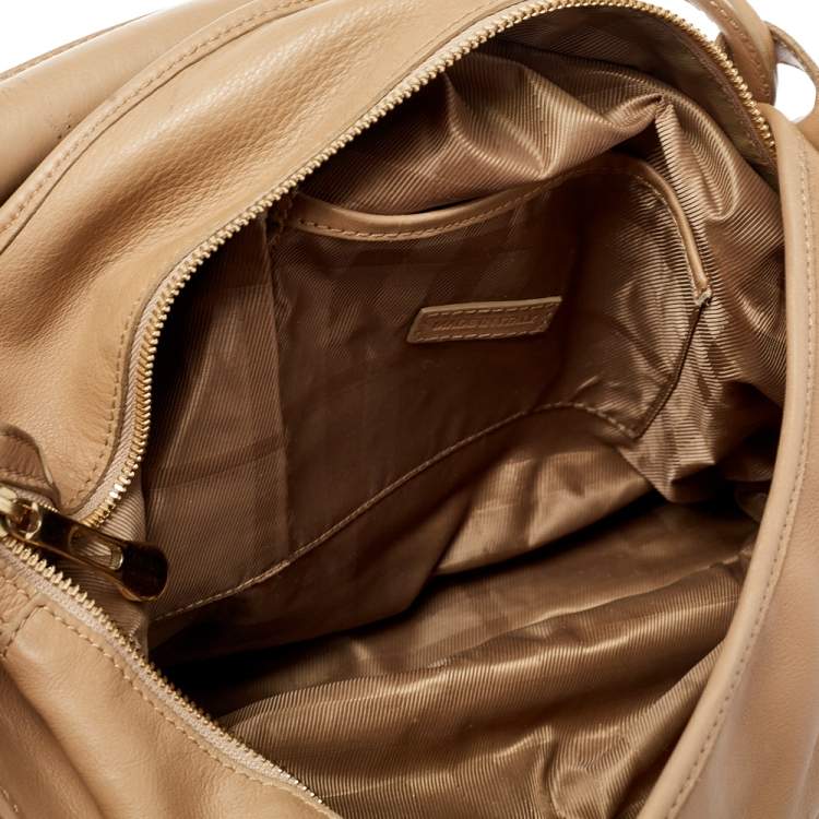 Pre Owned Burberry Beige Leather Horsebit Hobo