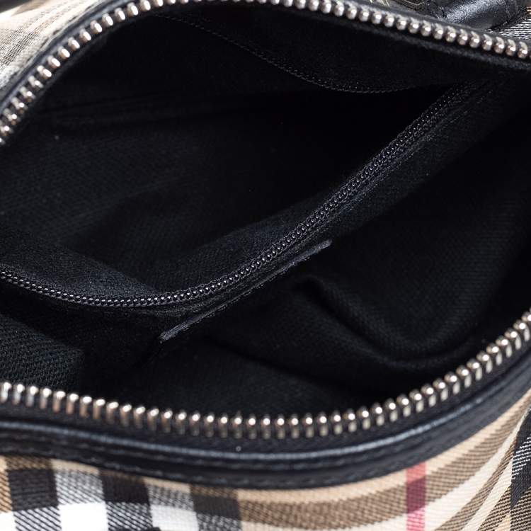 Pre Owned Burberry Beige House Check Coated Canvas Small Chester Boston Bag