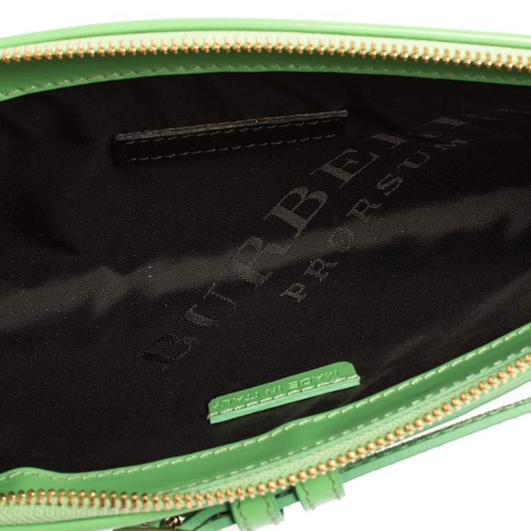 Pre Owned Burberry Green Patent Leather Bridle Parmoor Clutch Bag