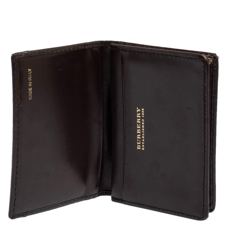 Pre Owned Burberry Beige/Brown Haymarket Check Coated Canvas and Leather Card Holder
