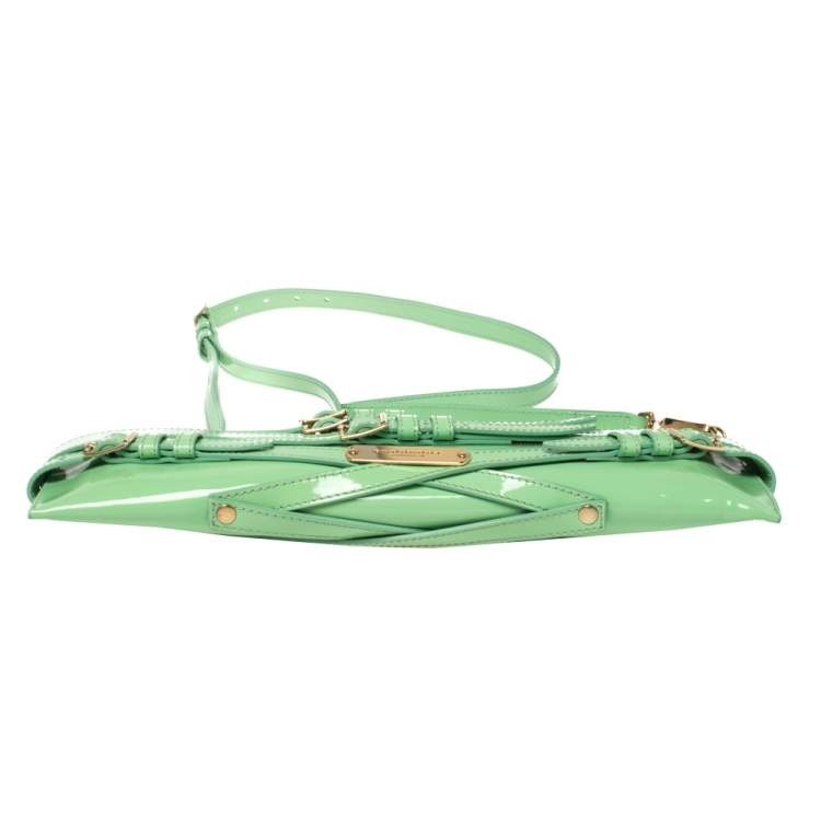 Pre Owned Burberry Green Patent Leather Bridle Parmoor Clutch