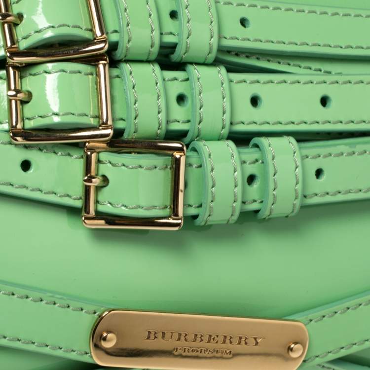 Pre Owned Burberry Green Patent Leather Bridle Parmoor Clutch