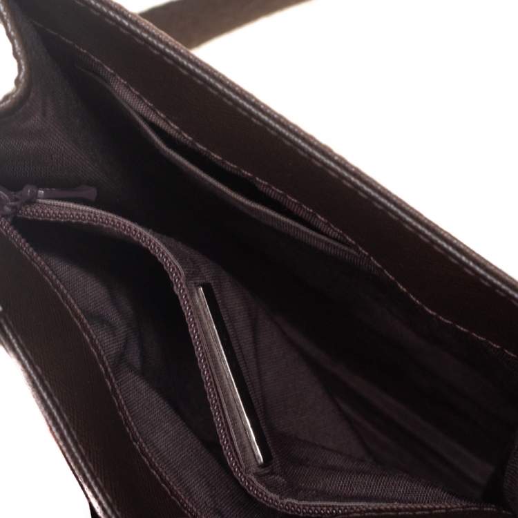 Pre Owned Burberry Brown/Beige House Check Fabric and Leather Messenger Bag