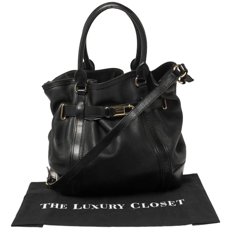 Pre Owned Burberry Black Leather Medium Golderton Tote