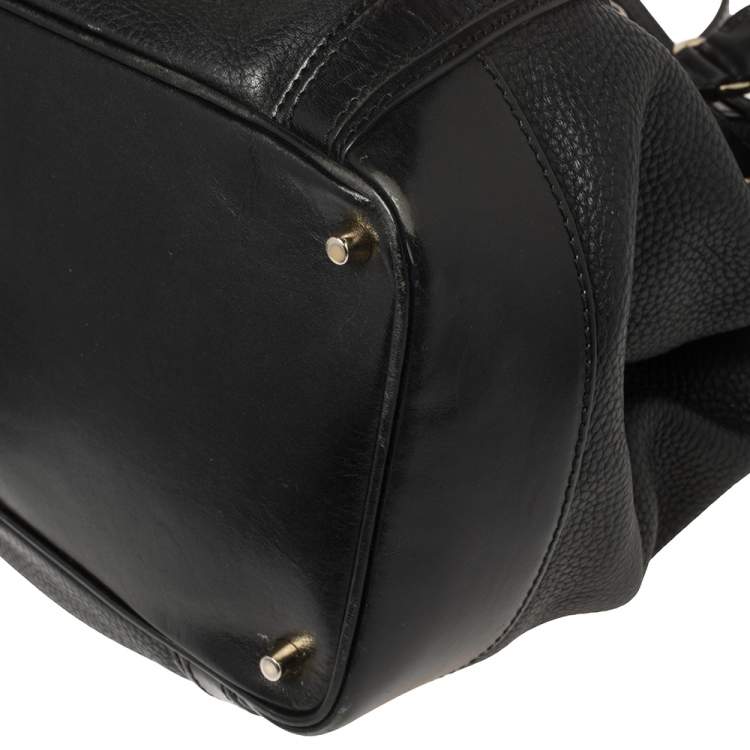 Pre Owned Burberry Black Leather Medium Golderton Tote