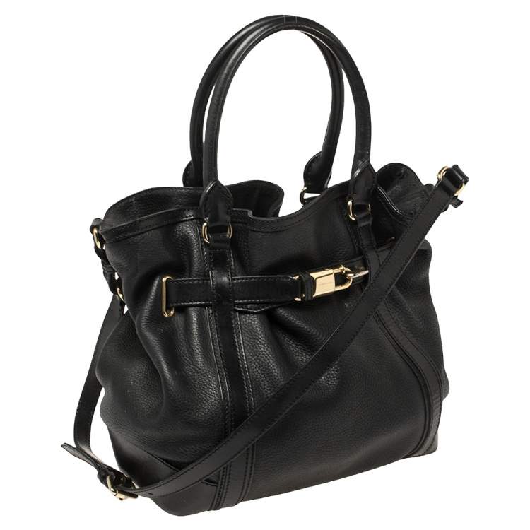 Pre Owned Burberry Black Leather Medium Golderton Tote