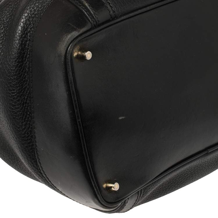 Pre Owned Burberry Black Leather Medium Golderton Tote