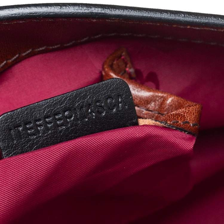 Pre Owned Burberry Multicolor Woven Leather Buckle Flap Clutch