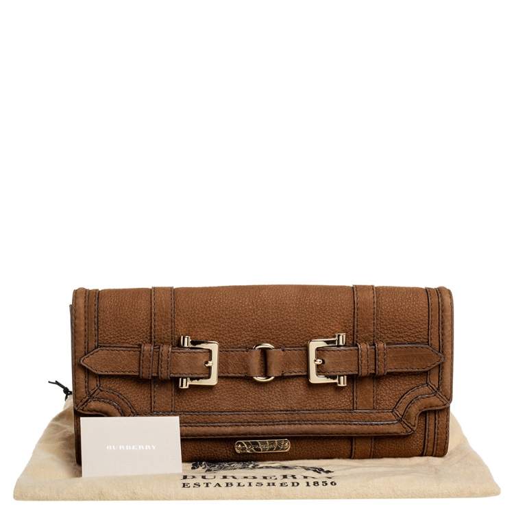 Pre Owned Burberry Brown Nubuck Leather Margot Clutch