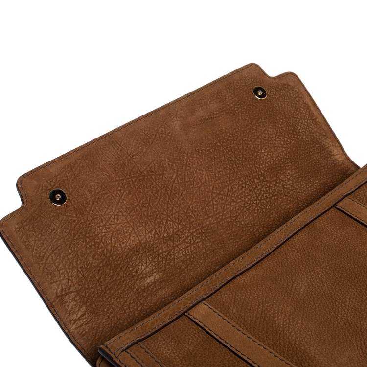 Pre Owned Burberry Brown Nubuck Leather Margot Clutch