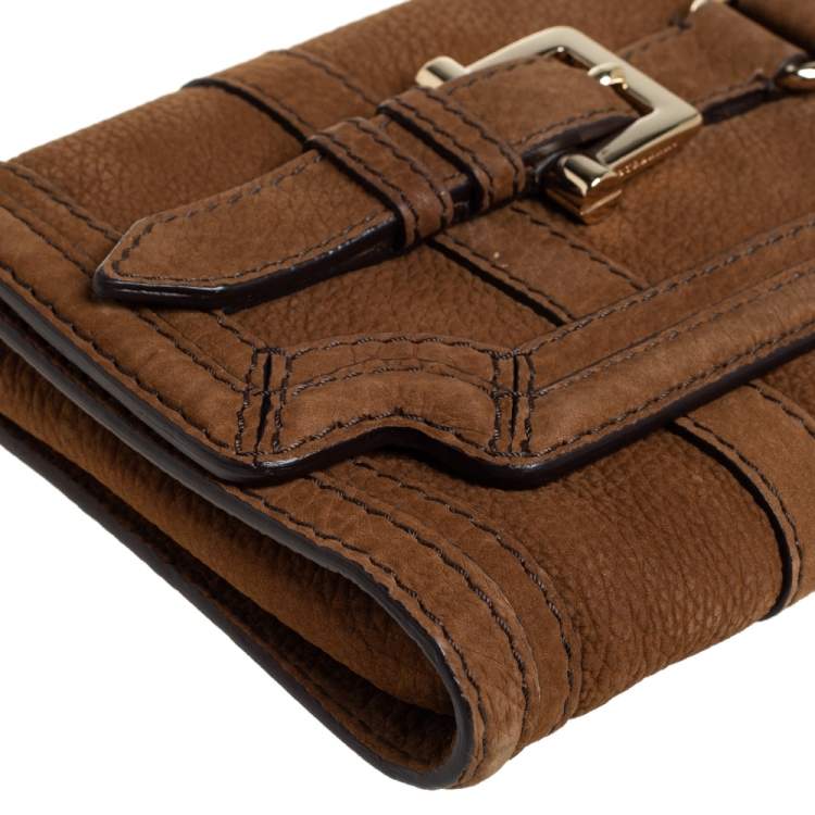 Pre Owned Burberry Brown Nubuck Leather Margot Clutch