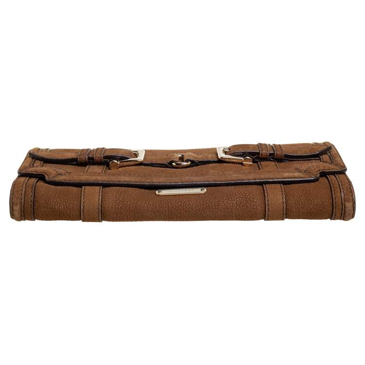 Pre Owned Burberry Brown Nubuck Leather Margot Clutch
