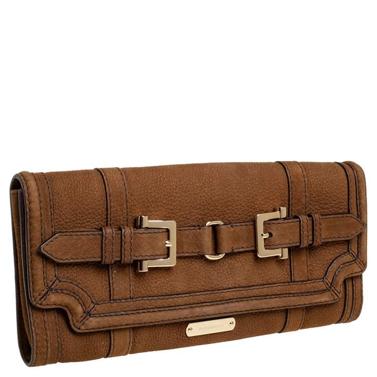 Pre Owned Burberry Brown Nubuck Leather Margot Clutch